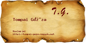 Tompai Géza névjegykártya
